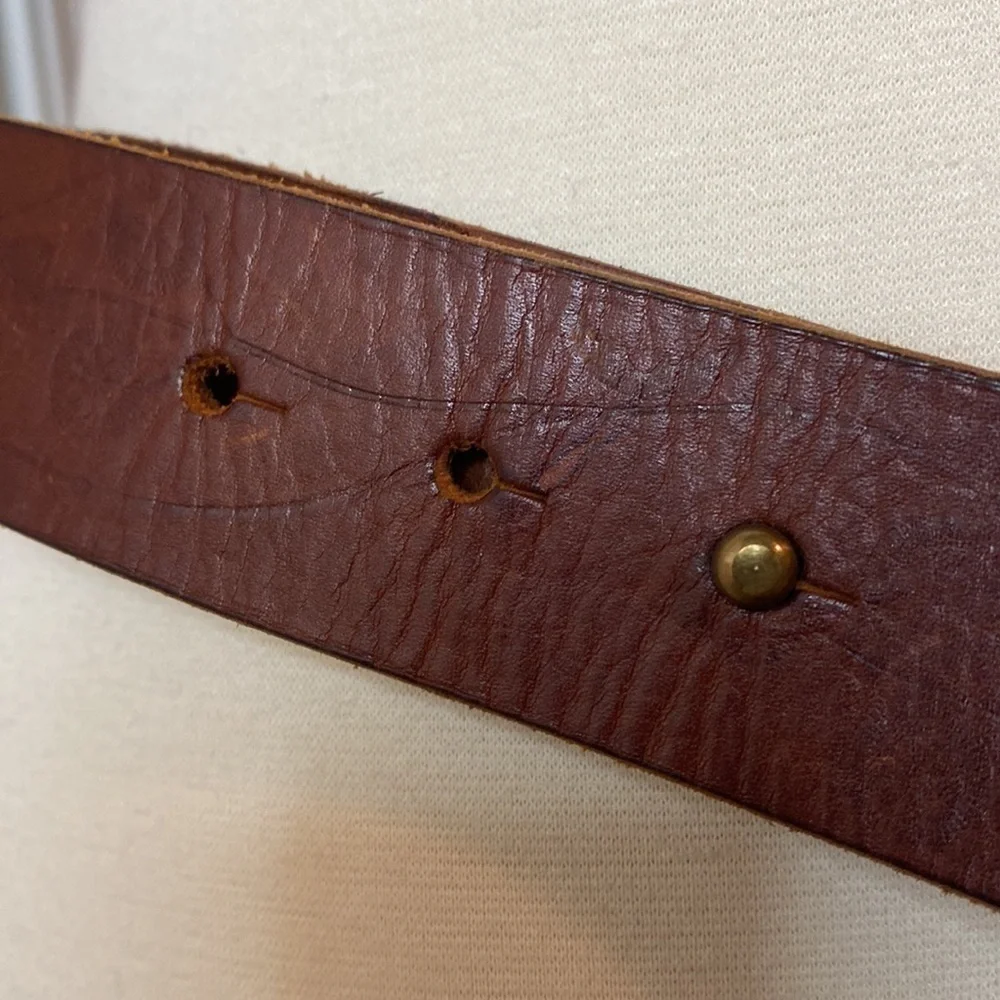 Old Navy Brown Leather Turquoise Studded Belt in EUC